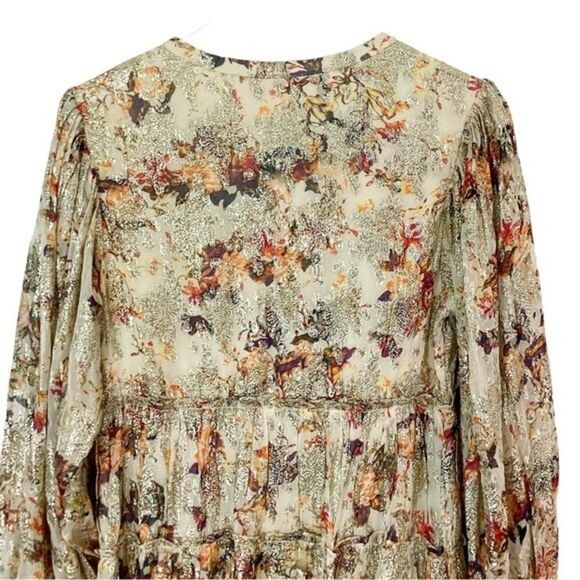 ROCOCO SAND Cara Mini Dress NWT Womens Small Floral Metallic Free People Boho - Picture 13 of 15